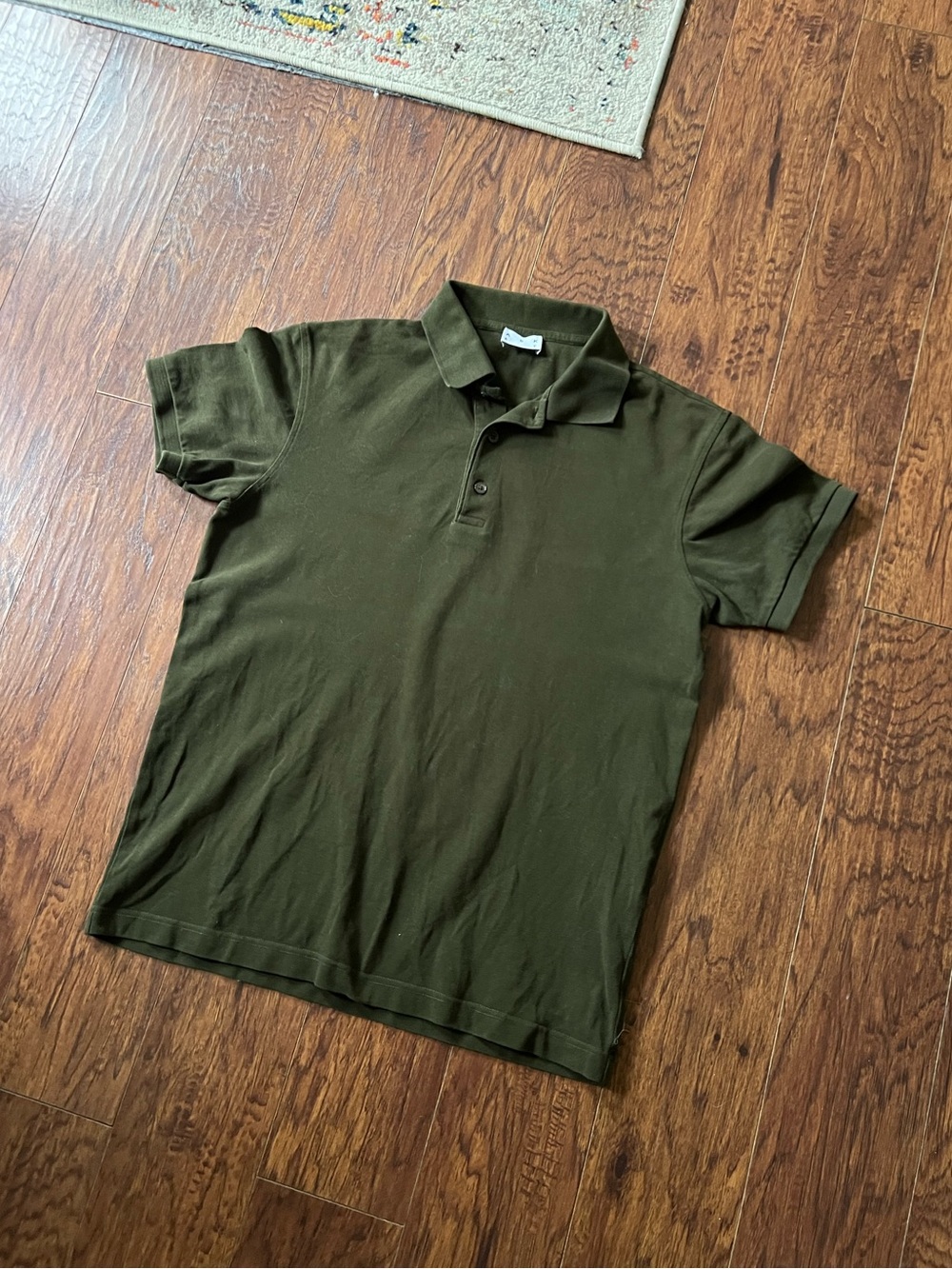 Asket The Pique Polo Shirt Green Men's Size Small Organic Cotton